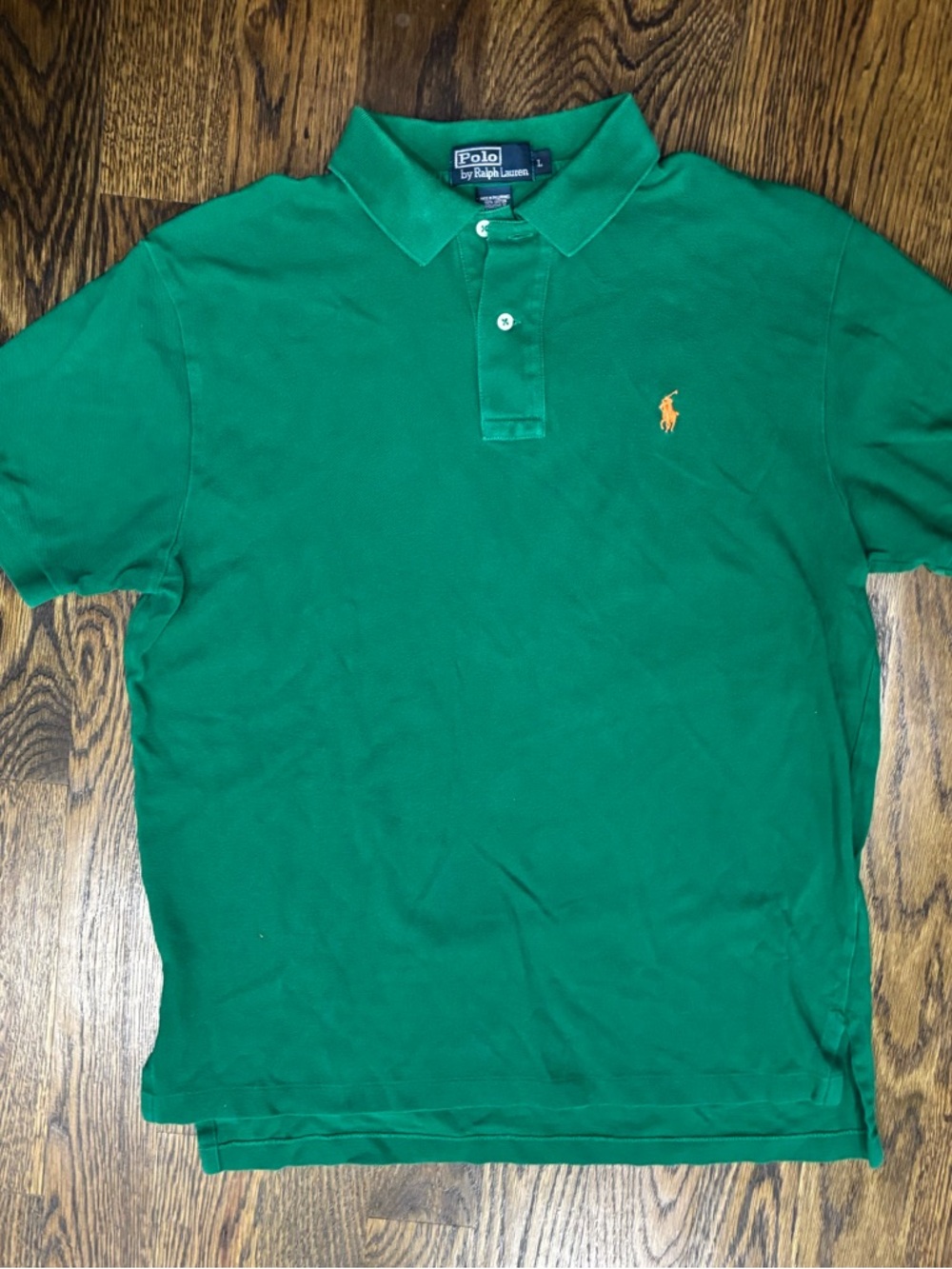 Polo Ralph Lauren Men's L Green Short Sleeve‎ Classic Fit Logo Polo Shirt